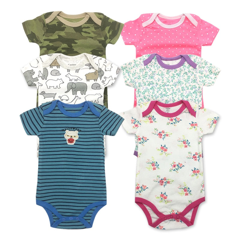 Newborn Bodysuit Baby Babies Girl Boy Clothes Summer Short Sleeve Cotton Print Random Infant Clothing