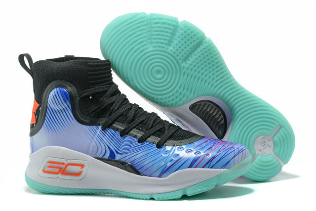 Sob a armadura ua curry 4 esporte tênis de basquete ao ar livre médio superior atlético masculino tornozelo botas ao ar livre sapatos 40-46