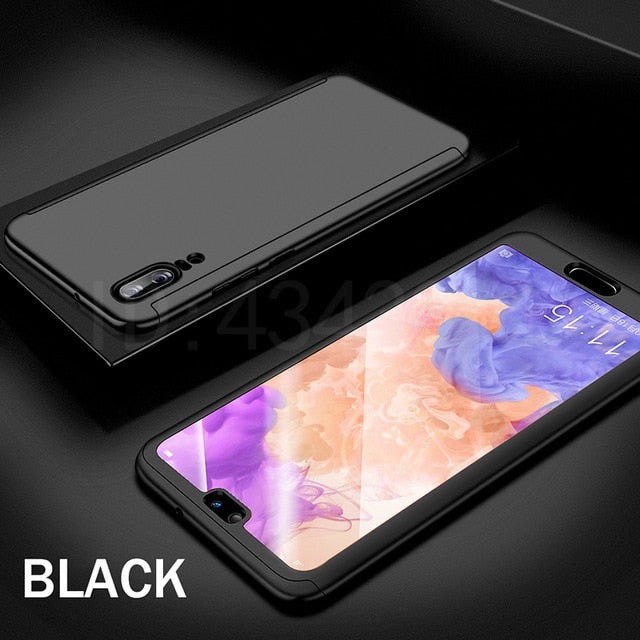 Luxury 360 Degree Protection Full Cover Phone Case For Huawei P20 Lite P20 Pro Shockproof Cover For Huawei P20 Lite Case Glass