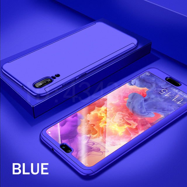 Luxo 360 graus de proteção capa completa caso do telefone para huawei p20 lite p20 pro capa à prova de choque para huawei p20 lite caso vidro