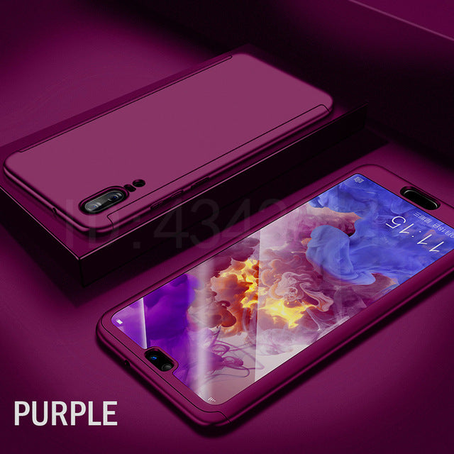 Luxury 360 Degree Protection Full Cover Phone Case For Huawei P20 Lite P20 Pro Shockproof Cover For Huawei P20 Lite Case Glass
