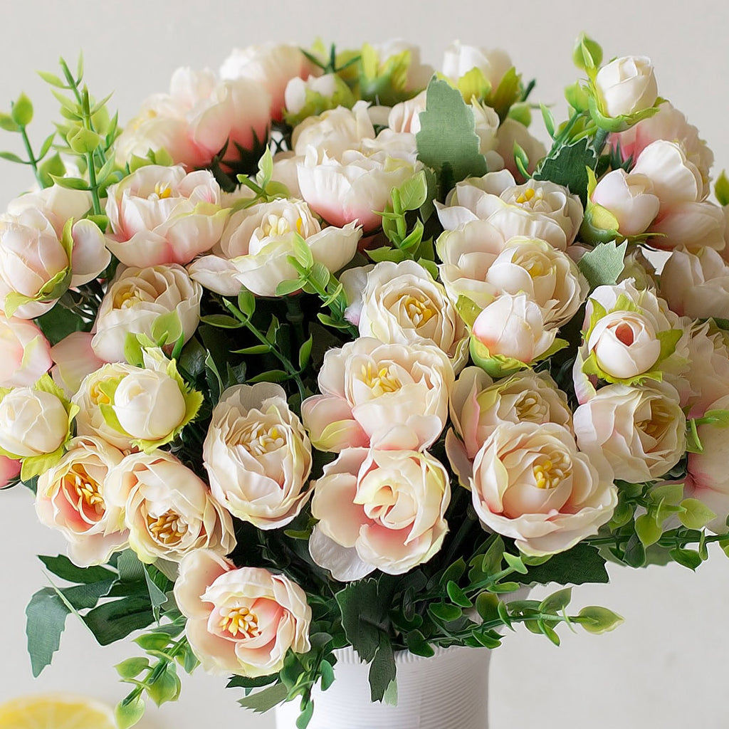 Fake Flowers 15 heads Artificial flowers small tea bud simulation small tea rose silk flower Wedding Decoration flower