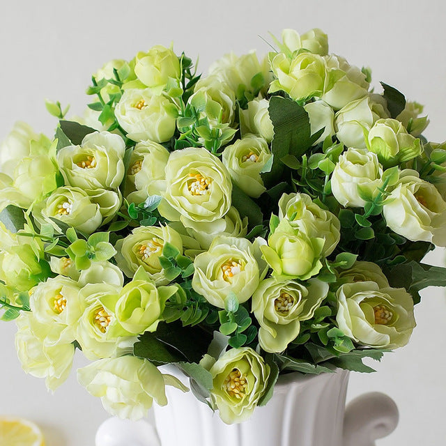 Fake Flowers 15 heads Artificial flowers small tea bud simulation small tea rose silk flower Wedding Decoration flower