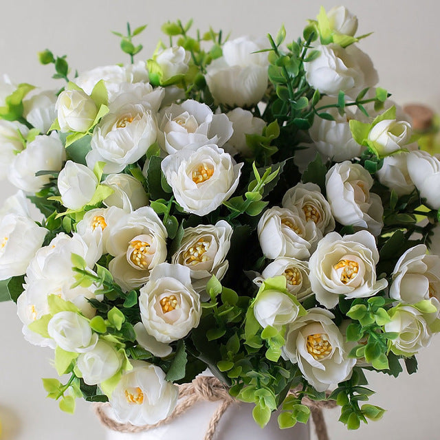 Fake Flowers 15 heads Artificial flowers small tea bud simulation small tea rose silk flower Wedding Decoration flower