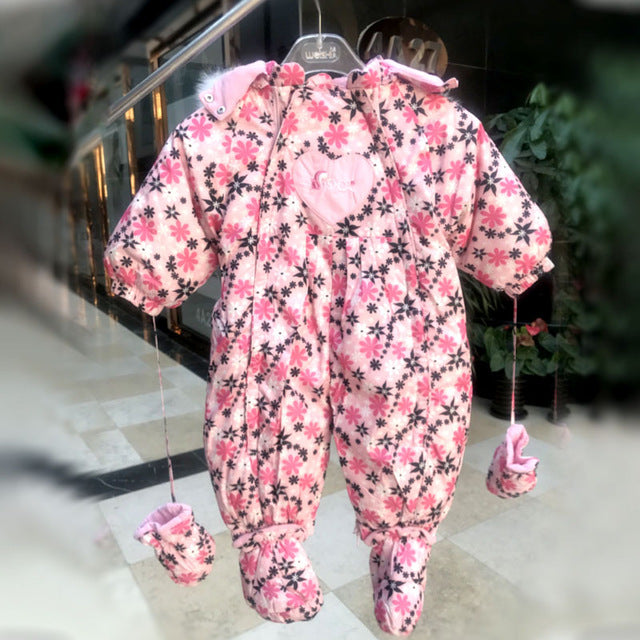SP-SHOW confortável inverno crianças recém-nascidos bebê menino menina conjuntos de roupas de bebê super quente para baixo roupas de escalada do bebê impressão 003a