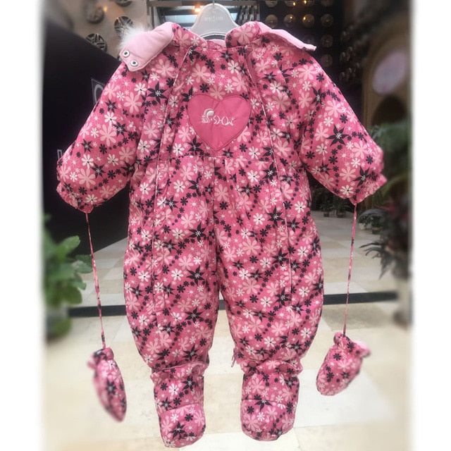 SP-SHOW confortável inverno crianças recém-nascidos bebê menino menina conjuntos de roupas de bebê super quente para baixo roupas de escalada do bebê impressão 003a