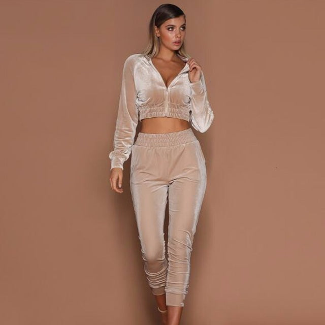 Fuedage summer Autumn Two Pieces Set Hoodie Top And Pant Tracksuit Women Set Elastic Waist Leisure 2 Piece Set Women Outfits