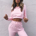 Z&P 2019 Tracksuit 2pcs Women Set Hoodies Crop Top Sweatshirt+Side Stripe Pants Hooded 2 Pieces Sets Women Clothing Suits Female