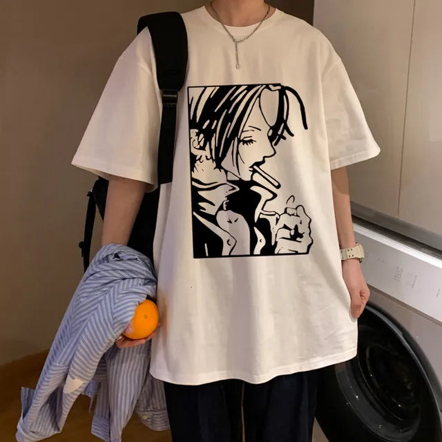 Nana osaki tshirt maglietta bianca maschile casual harajuku streetwear vestiti giapponesi tshirt harajuku kawaii