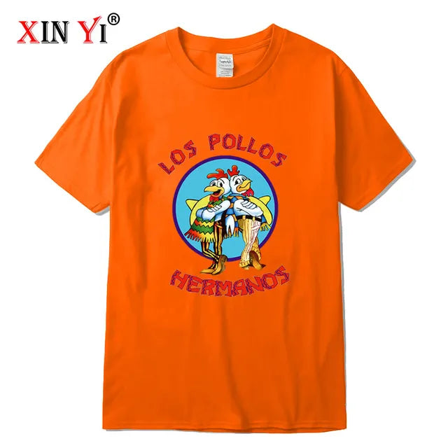 XIN YI uomo di alta qualità t-shirt100 % cotone Breaking Bad LOS POLLOS Chicken Brothers stampato casual divertente tshirt magliette maschili