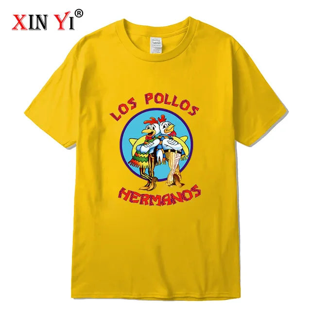 XIN YI uomo di alta qualità t-shirt100 % cotone Breaking Bad LOS POLLOS Chicken Brothers stampato casual divertente tshirt magliette maschili